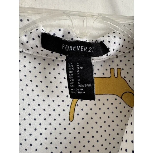 F21 Dachshund Dog Print Button Down Blouse Forever 21 Small - Picture 8 of 12